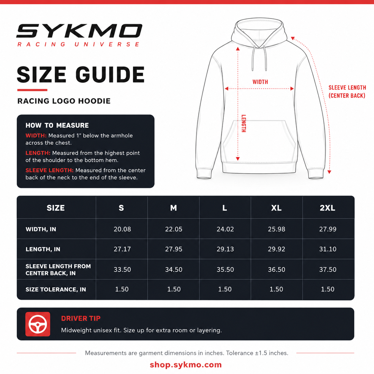 SYKMO Racing Hoodie – Embroidered Core Logo (Black)
