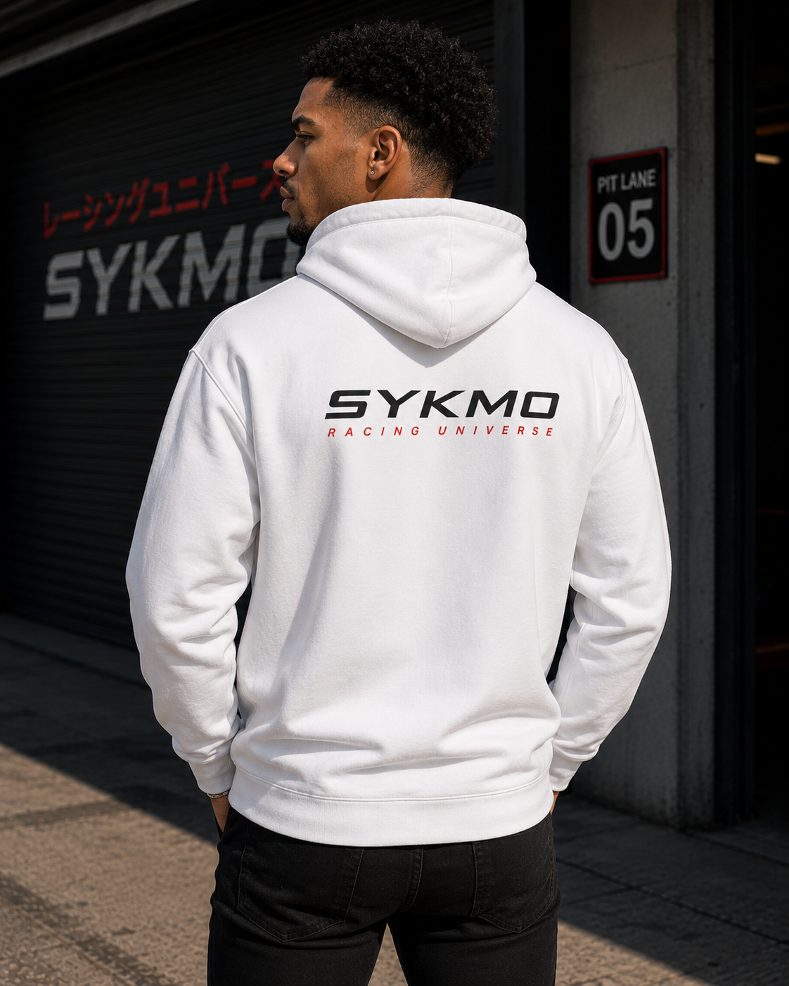 SYKMO Racing Hoodie – Embroidered Core Logo (White)