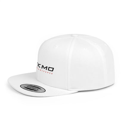 SYKMO Racing Universe Flat Bill Snapback Hat — White Motorsport Logo Cap